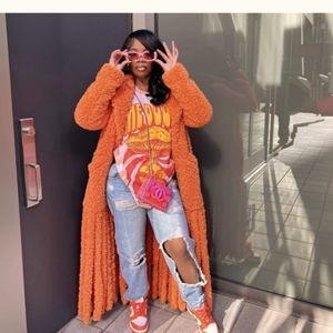 INC International Concepts Orange FAUX Fringe Coat!!sz XXL.BRAND NEW!!!